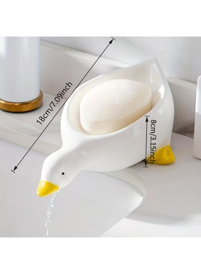 Arabash Duck-Shaped Soap Box, Oval Bathroom Drain Tray with Anti-Puddle Design, 4-Season Gift for Creativity & Practicality – Also a Small Item Organizer - Image 5